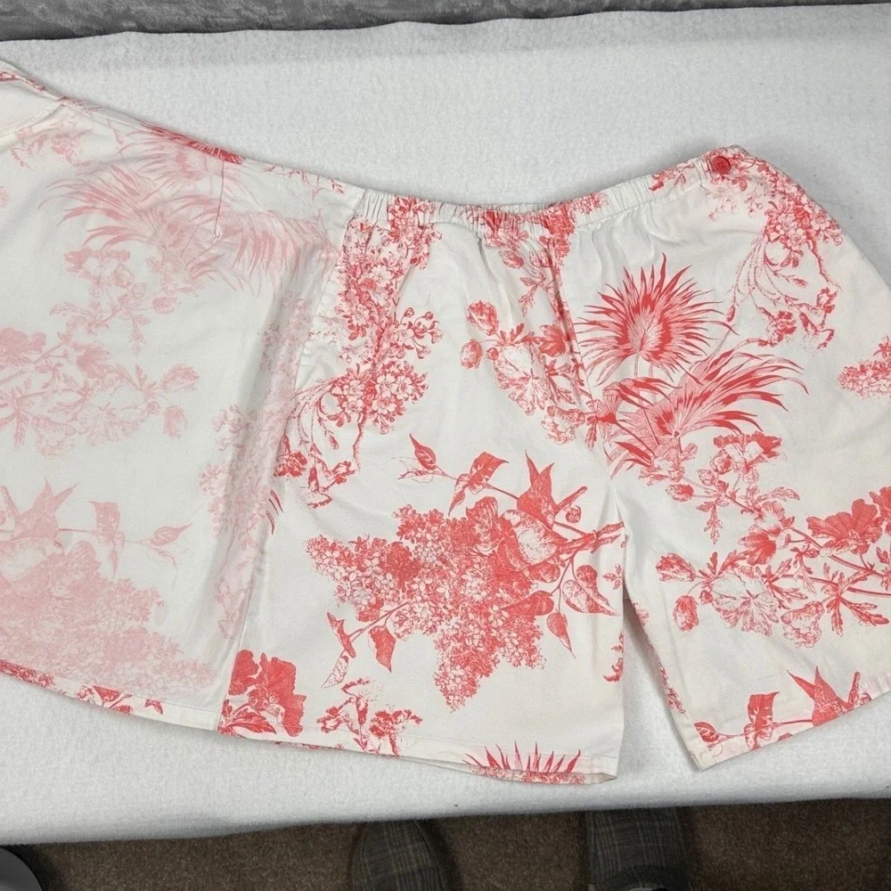 D &Co Vintage Style Wrap Skort Womens‎ S Toile Floral Cotton Blend Summer Picnic